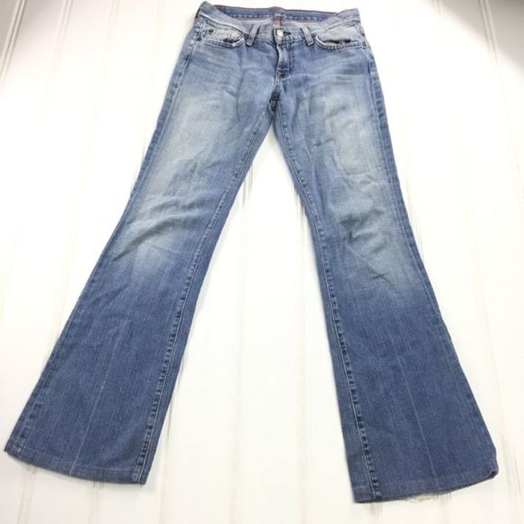 7 for All Mankind Womens 26 Light Wash Boot cut Jeans Distressed Faded Bootcut - Picture 1 of 8